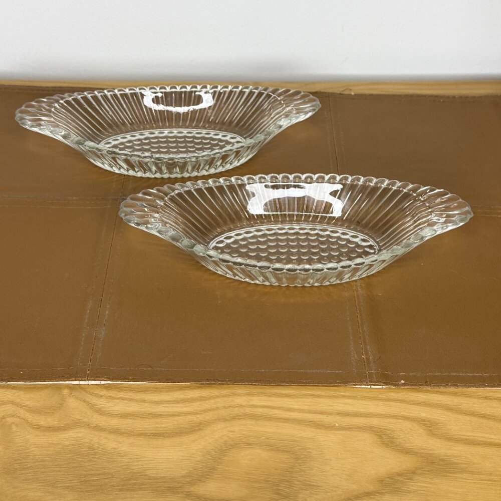 Vintage Heavy Clear Glass Banana Split Ice Cream Serving Dishes Set of 2